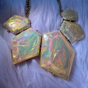 Holographic pentagon statement necklace Y2K